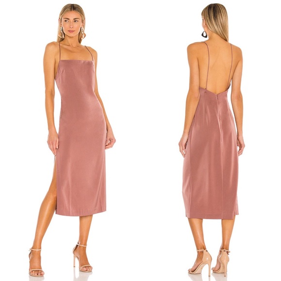 NBD Malia Midi Dress Sheen Satin Mauve Size M - Picture 9 of 9